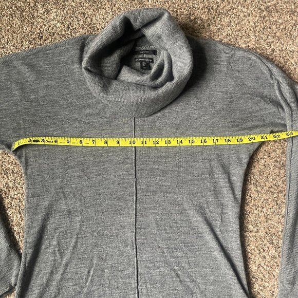 Tahari 100% Extrafine Merino Wool Cowl Neck Tunic Sweater, Size Small, Grey - Picture 4 of 8